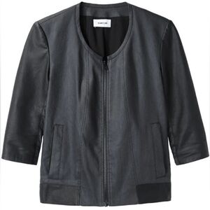 Helmut Lang • 3/4 sleeve linen blend and lamb leather jacket